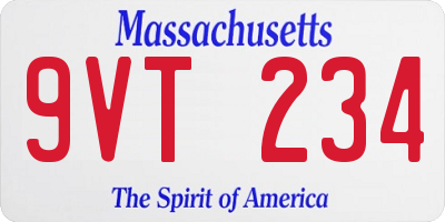 MA license plate 9VT234