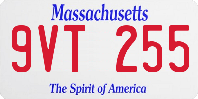 MA license plate 9VT255