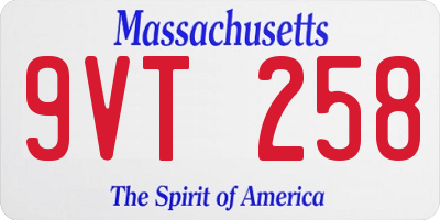 MA license plate 9VT258