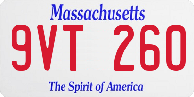 MA license plate 9VT260