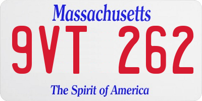 MA license plate 9VT262