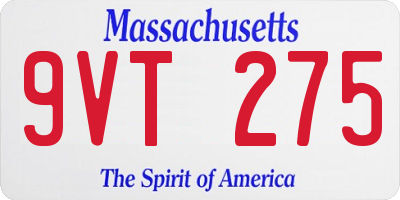 MA license plate 9VT275