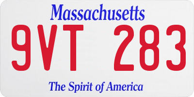 MA license plate 9VT283