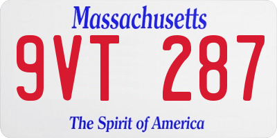 MA license plate 9VT287
