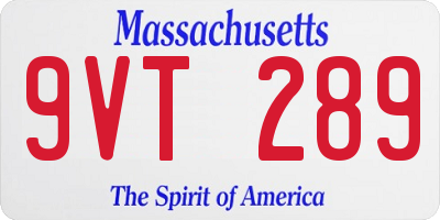 MA license plate 9VT289