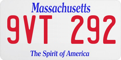 MA license plate 9VT292