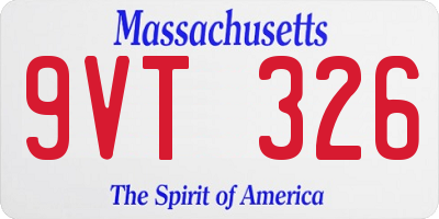 MA license plate 9VT326