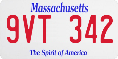 MA license plate 9VT342