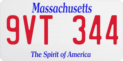 MA license plate 9VT344