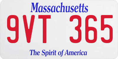 MA license plate 9VT365