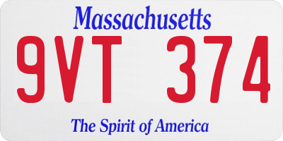 MA license plate 9VT374