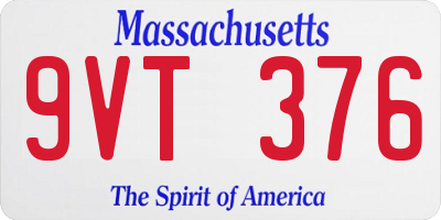 MA license plate 9VT376
