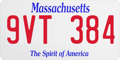 MA license plate 9VT384