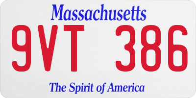 MA license plate 9VT386