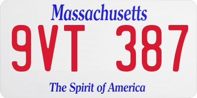 MA license plate 9VT387
