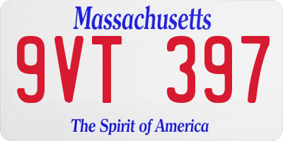 MA license plate 9VT397