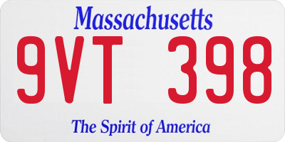 MA license plate 9VT398