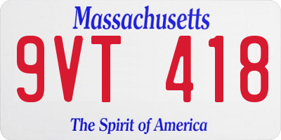 MA license plate 9VT418
