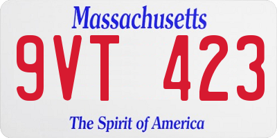 MA license plate 9VT423