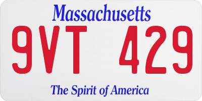 MA license plate 9VT429