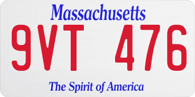MA license plate 9VT476