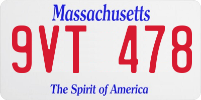 MA license plate 9VT478