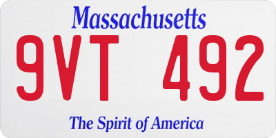 MA license plate 9VT492