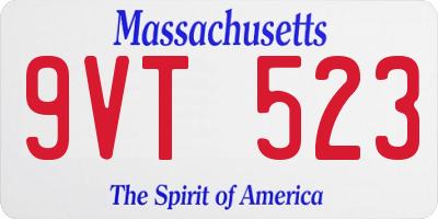 MA license plate 9VT523