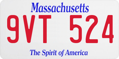 MA license plate 9VT524