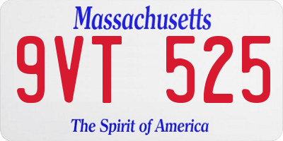 MA license plate 9VT525