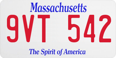 MA license plate 9VT542