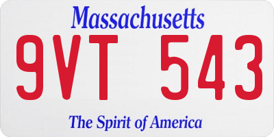 MA license plate 9VT543