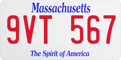 MA license plate 9VT567