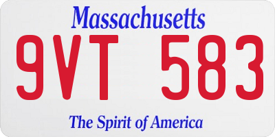 MA license plate 9VT583