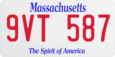 MA license plate 9VT587