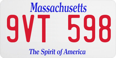 MA license plate 9VT598