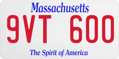 MA license plate 9VT600