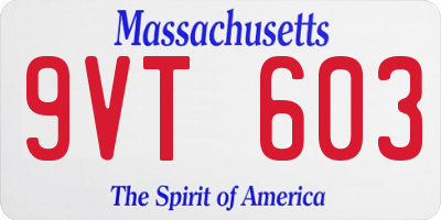 MA license plate 9VT603
