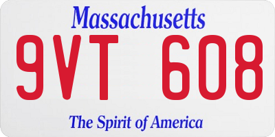 MA license plate 9VT608