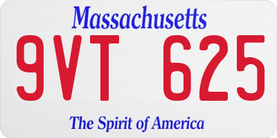 MA license plate 9VT625