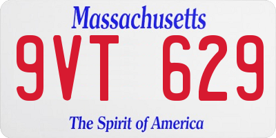 MA license plate 9VT629