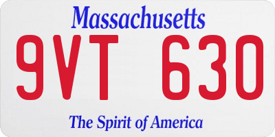 MA license plate 9VT630