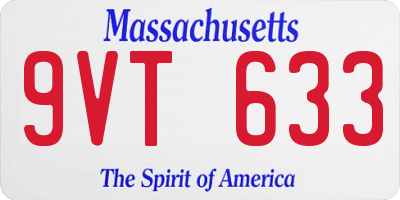 MA license plate 9VT633