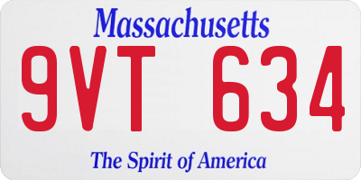MA license plate 9VT634