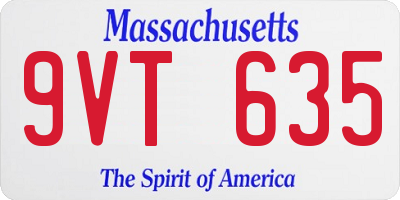 MA license plate 9VT635