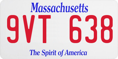 MA license plate 9VT638