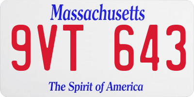 MA license plate 9VT643