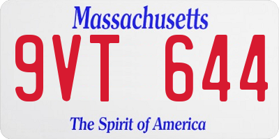 MA license plate 9VT644