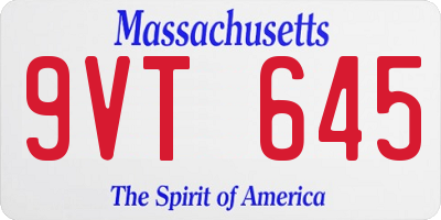 MA license plate 9VT645