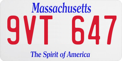MA license plate 9VT647